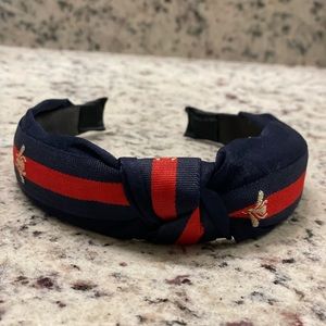 Fashion Bee Design Knot Headband Blue and Red